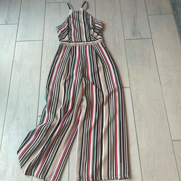 bebe Pants - bebe One Piece Sleeveless Jumpsuit in Multi Strip Colors Size 4